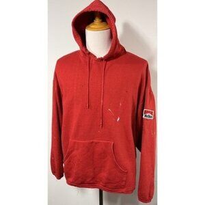 VINTAGE 90's MARLBORO COUNTRY STORE HOODED SWEATSHIRT MENS RED HOODIE Distressed